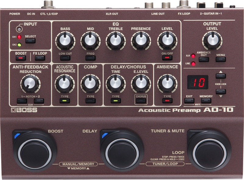 Pedal BOSS AD-10 Pré-amplificador de Violão