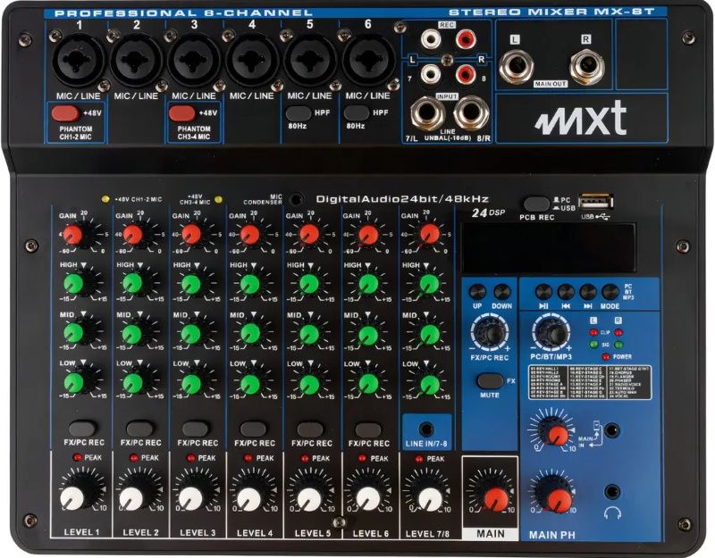 Mesa de Som Analógica MXT MX8BRTS 8 Canai...
